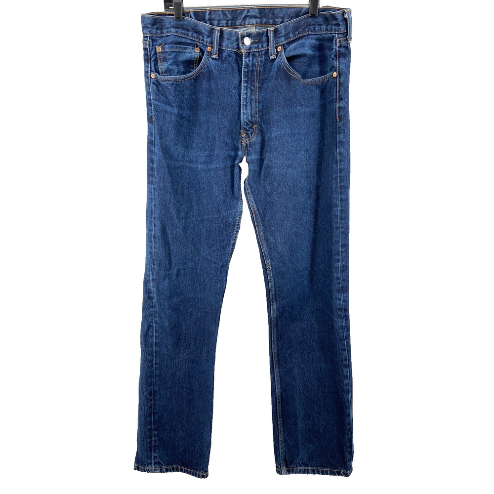 Levis 505 Jeans Mens 36x34 Blue Medium Wash Cotton Regular Fit Denim Workwear